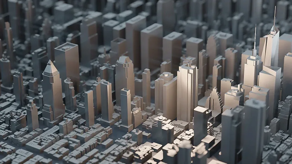 Modello urbano in scala con edifici realizzati in stampa 3D