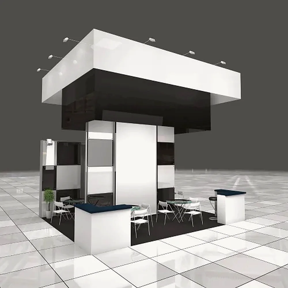 Modello tridimensionale di uno stand fieristico